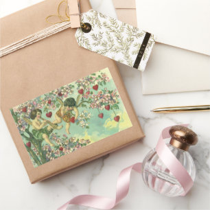 Sticker Rectangulaire Saint-Valentin victorien Cupidons Arbre Cœur Vinta