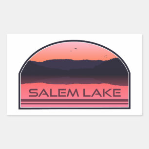 Sticker Rectangulaire Salem Lake Caroline du Nord Lever de soleil rouge