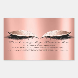 Sticker Rectangulaire Salon de beauté de corail de maquillage de rose