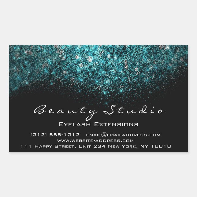 Sticker Rectangulaire Salon de beauté de maquillage Turquoise Confetti E (Devant)