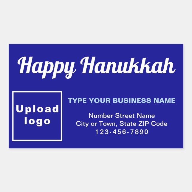 Sticker Rectangulaire Salutation des entreprises Hanoukka en bleu (Devant)