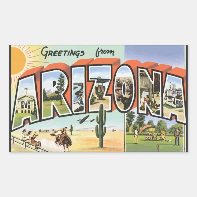 Sticker Rectangulaire Salutations De L'Arizona, Vintage (Devant)