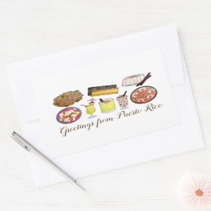 Sticker Rectangulaire Salutations de Porto Rico Carribean Island Foods