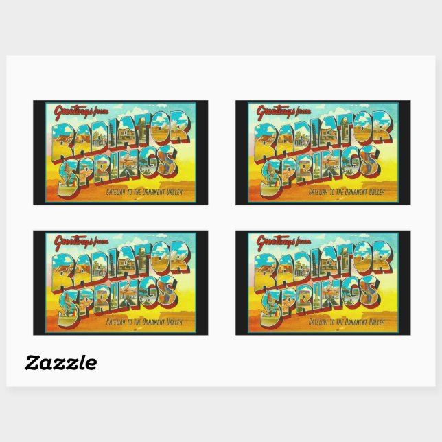 Sticker Rectangulaire Salutations de Radiator Springs Arizona (Feuille)