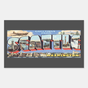 Sticker Rectangulaire Salutations de Seattle Washington, cru