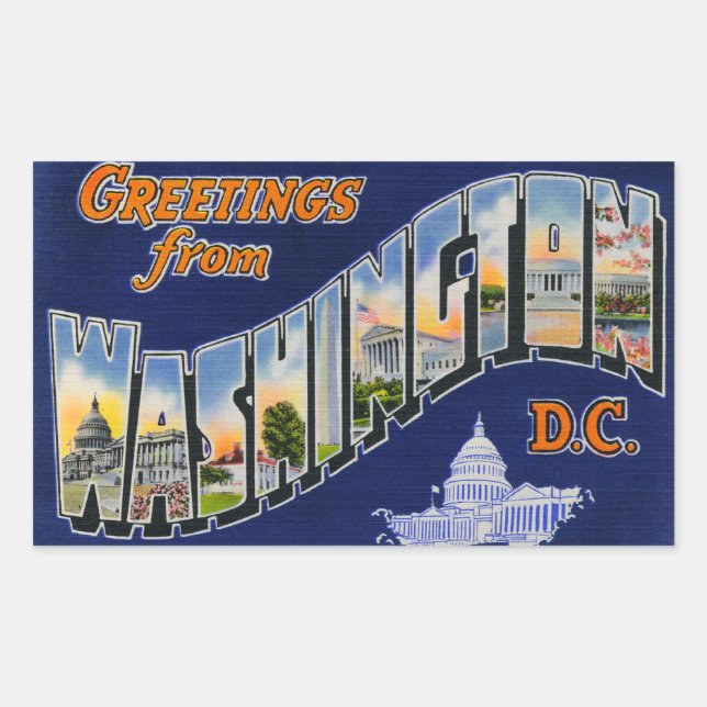 Sticker Rectangulaire Salutations de Washington DC ! (Devant)