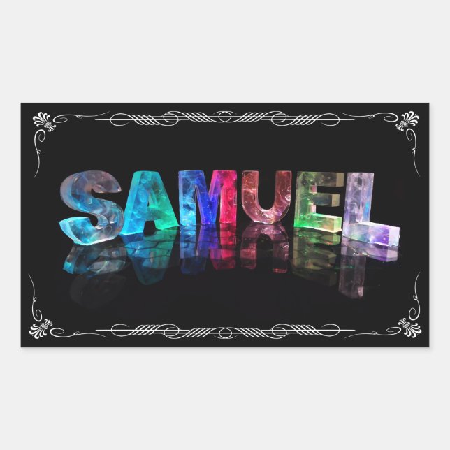 Sticker Rectangulaire Samuel - Le nom Samuel en lumières 3D (Photo (Devant)