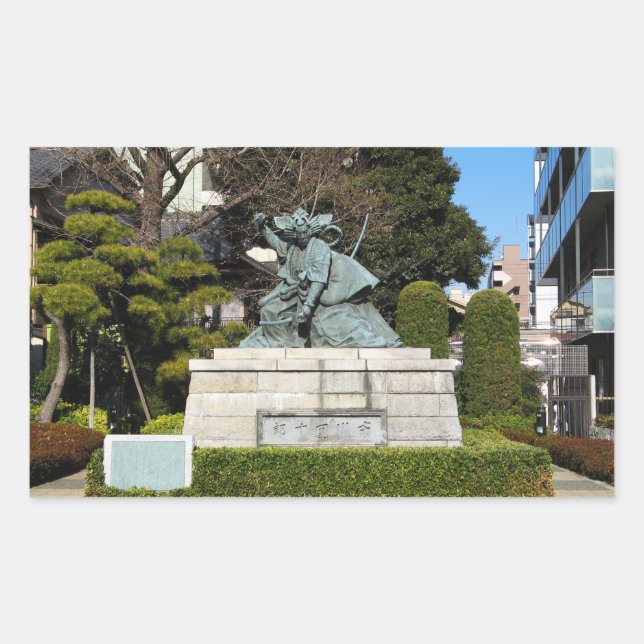 Sticker Rectangulaire Samurai Kamakura Gongoro Kagemasa Kabuki Statue (Devant)