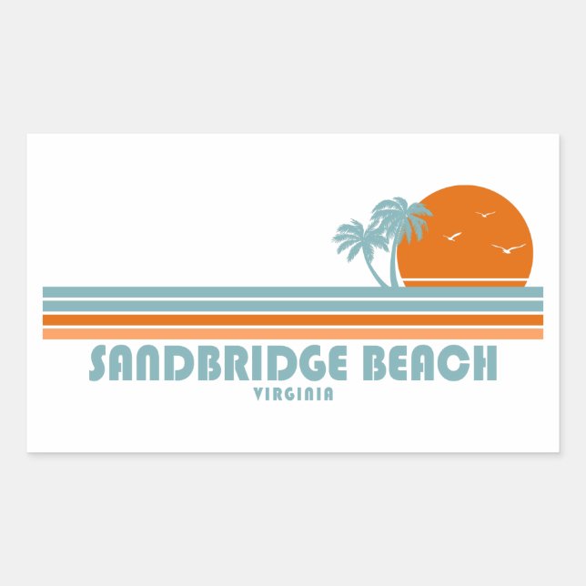 Sticker Rectangulaire Sandbridge Beach Virginia Sun Palm Trees (Devant)