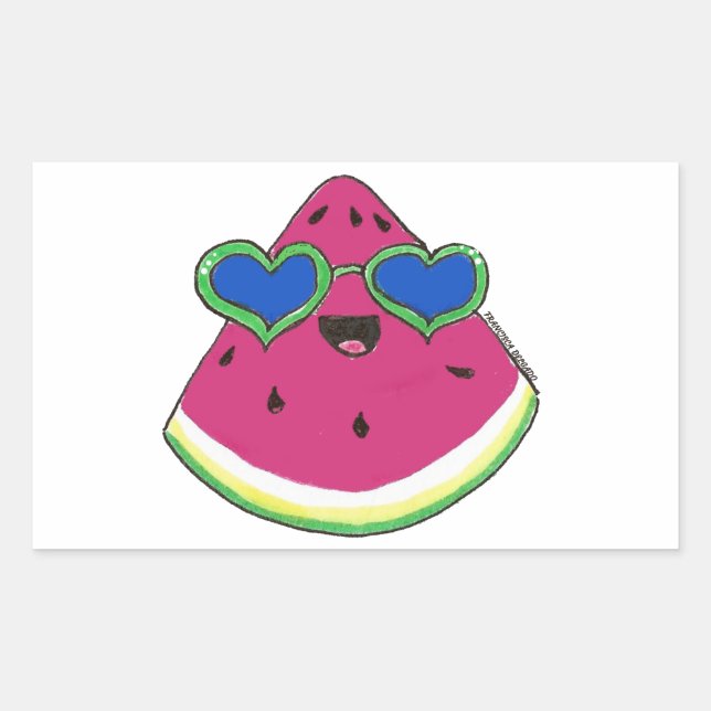 Sticker Rectangulaire Sandía con gafas de sol (Devant)