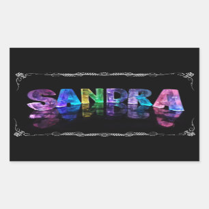 Sticker Rectangulaire Sandra - Sandra nommée dans 3D s'allume