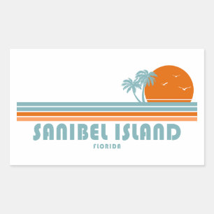 Sticker Rectangulaire Sanibel Island Floride palmiers solaires
