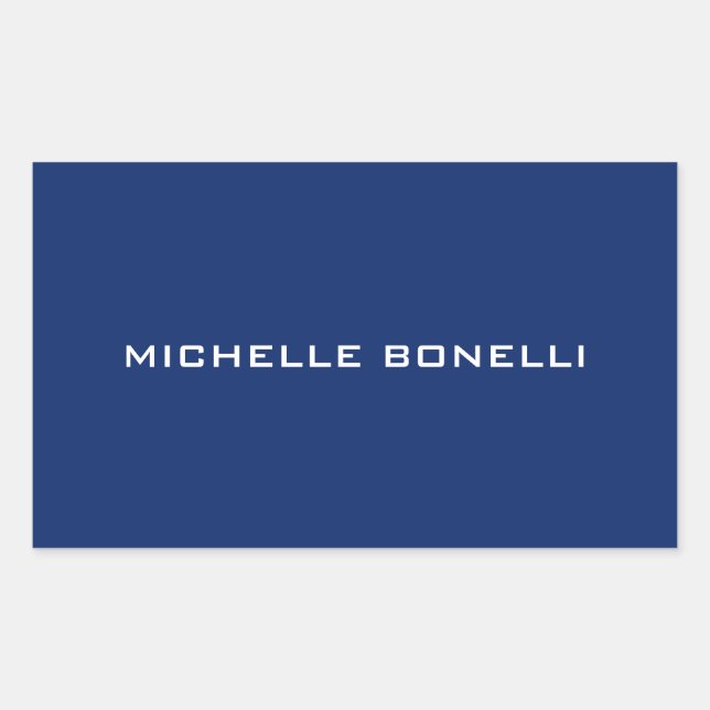 Sticker Rectangulaire Sapphire Bleu Minimaliste Plaque Lisible Moderne (Devant)