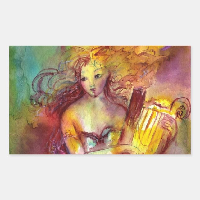 STICKER RECTANGULAIRE SAPPHO, DANSE, MUSIQUE ET POÉSIE (Devant)