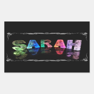 Sticker Rectangulaire Sarah - la Sarah nommée dans 3D s'allume (la