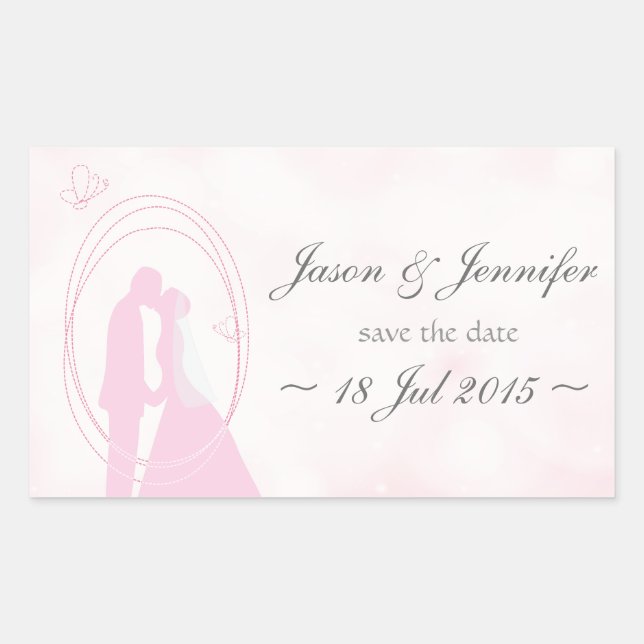 Sticker Rectangulaire "Sauvez la date" Romantique Dreamy Mariage couple (Devant)
