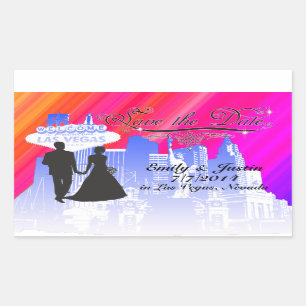 STICKER RECTANGULAIRE SAUVEZ L'AUTOCOLLANT DE DATE AVEC LA VUE DE LAS