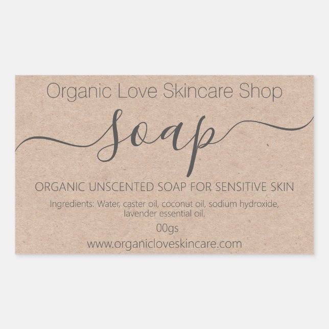 Sticker Rectangulaire Savon artisanal Kraft (Devant)