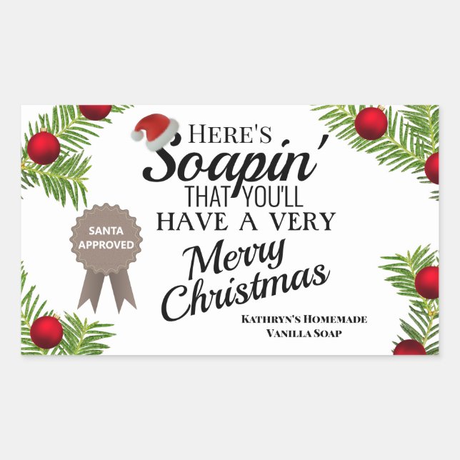 Sticker Rectangulaire Savon de vacances maison personnalisé (Devant)
