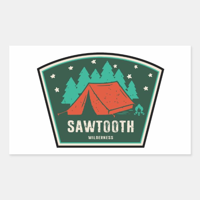 Sticker Rectangulaire Sawtooth Wilderness Idaho Camping (Devant)