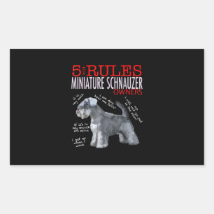 Sticker Rectangulaire Schnauzer 5 Règles Pour Les Propriétaires De Sch