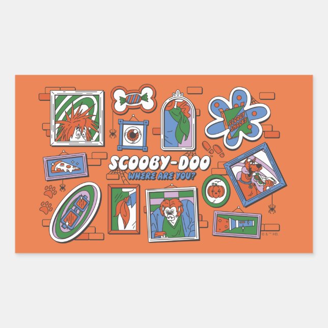 Sticker Rectangulaire Scooby-Doo Wall of Halloween Picture Frames (Devant)