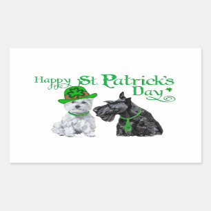 Sticker Rectangulaire Scottie & Westie St. Paddy's Day