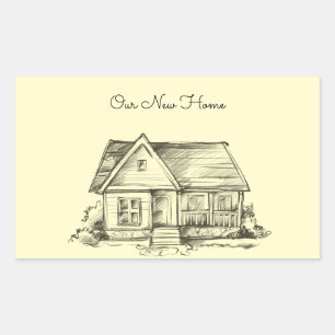 Sticker Rectangulaire Scrapbook de chalet esquissé