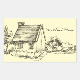 Sticker Rectangulaire Scrapbook de chalet esquissé