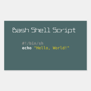 Sticker Rectangulaire Script Shell de base du monde Hello