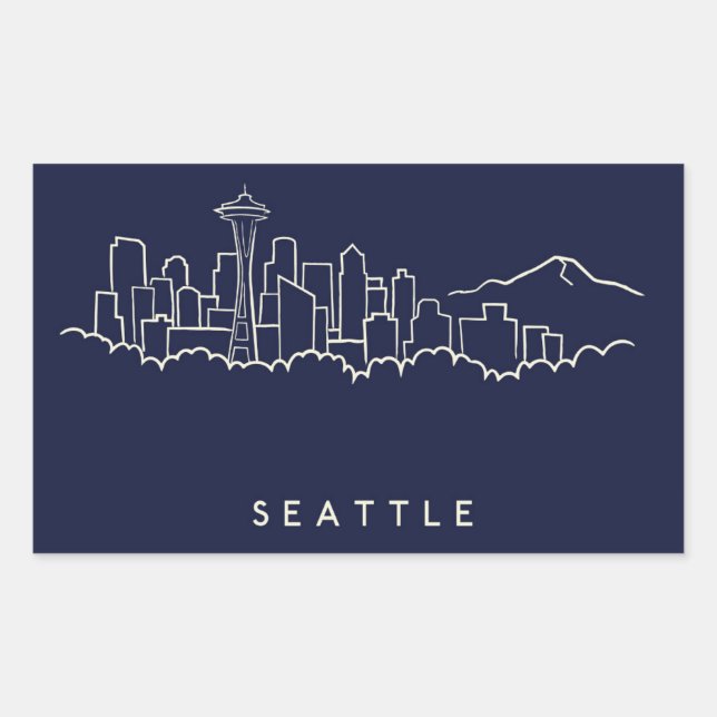 Sticker Rectangulaire Seattle Skyline (Devant)