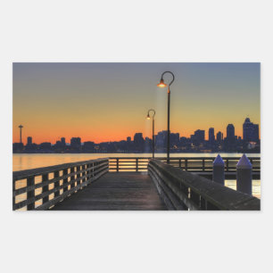 Sticker Rectangulaire Seattle Washington Downtown Skyline