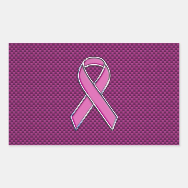 Sticker Rectangulaire Sensibilisation au ruban rose Fuchsia Fibres de ca (Devant)