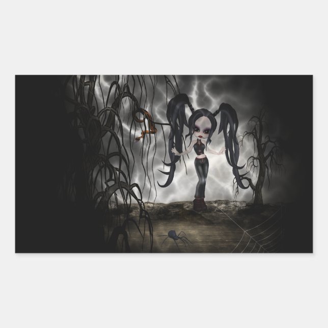 Sticker Rectangulaire Sepia Goth Girl Vignette (Devant)
