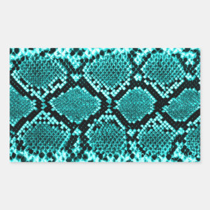 Sticker Rectangulaire Serpent à sonnette à sonnette de diamant Aqua