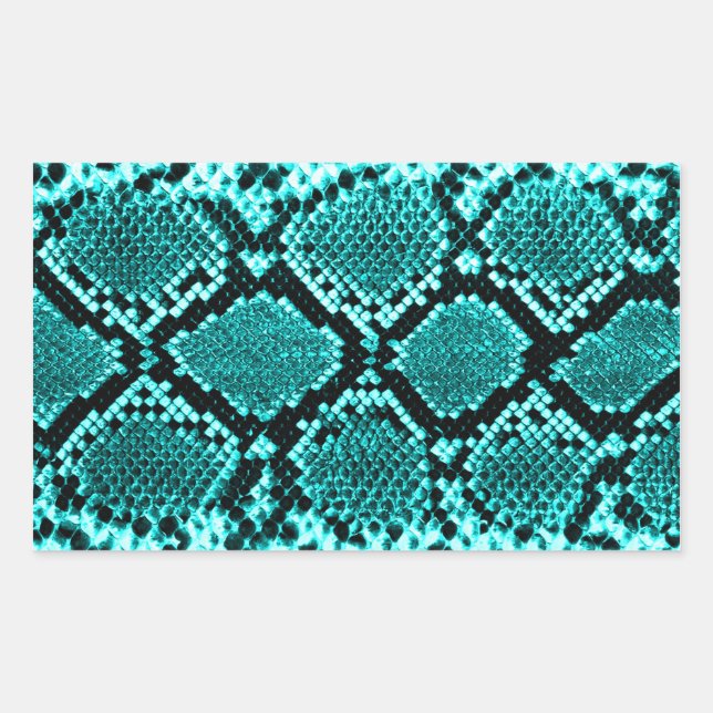 Sticker Rectangulaire Serpent à sonnette à sonnette de diamant Aqua (Devant)