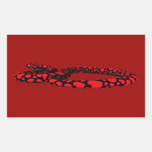 Sticker Rectangulaire Serpent rouge avec des coeurs