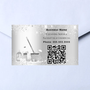 Sticker Rectangulaire Service de nettoyage parties scintillant argent po