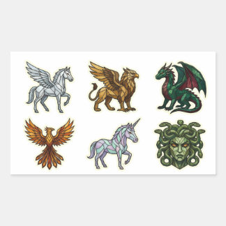 Sticker Rectangulaire Set d'autocollants de créatures mythiques en vitra