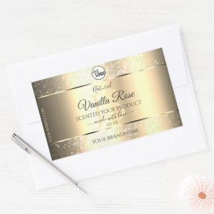 Sticker Rectangulaire Shimmery Gold Parties scintillant Initiales Logo É