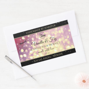 Sticker Rectangulaire Shimmery Purple Gold Parties scintillant Logo Étiq