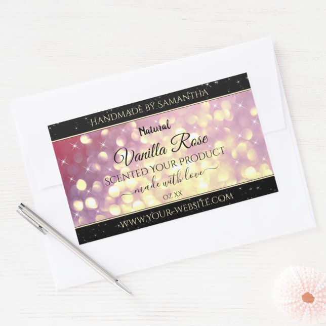 Sticker Rectangulaire Shimmery Purple Gold Parties scintillant Sparkle É (Enveloppe)