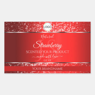 Sticker Rectangulaire Shimmery Red Logo Initiales Parties scintillant Ét