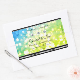 Sticker Rectangulaire Shimmery Turquoise Parties scintillant verte Produ