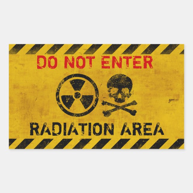Sticker Rectangulaire Signal de danger de rayonnement personnalisable (Devant)