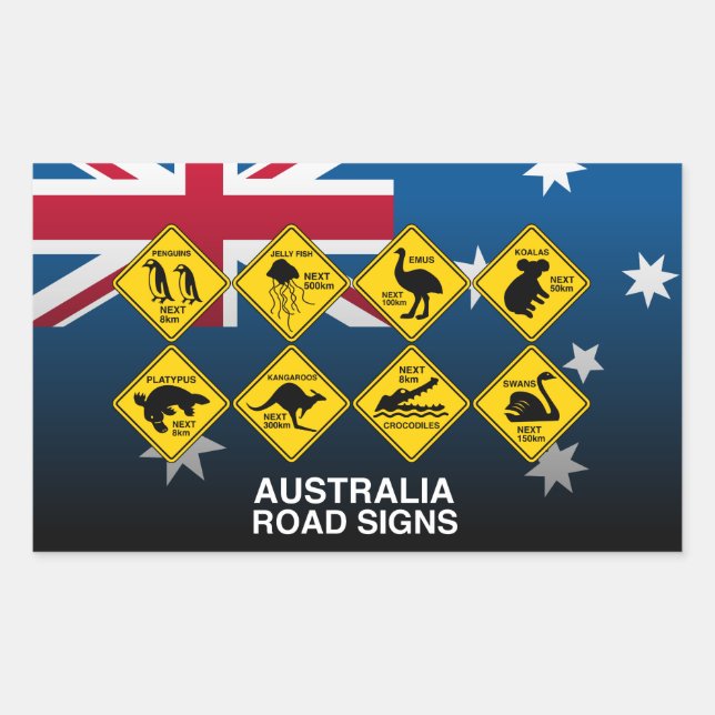 Sticker Rectangulaire signalisation routière australienne (Devant)