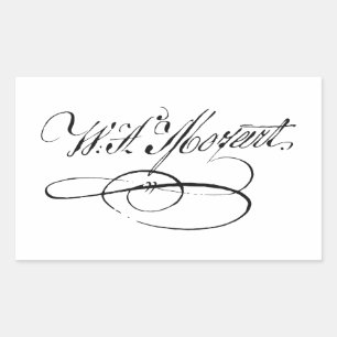 Sticker Rectangulaire signature de Wolfgang Amadeus Mozart autographe cl