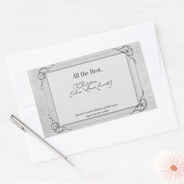 Sticker Rectangulaire Signature Silver Grey Auteur BookPlate Modèle (Enveloppe)