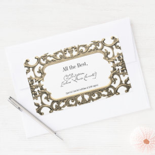 Sticker Rectangulaire Signature Victorian Gold Auteur BookPlate Modèle