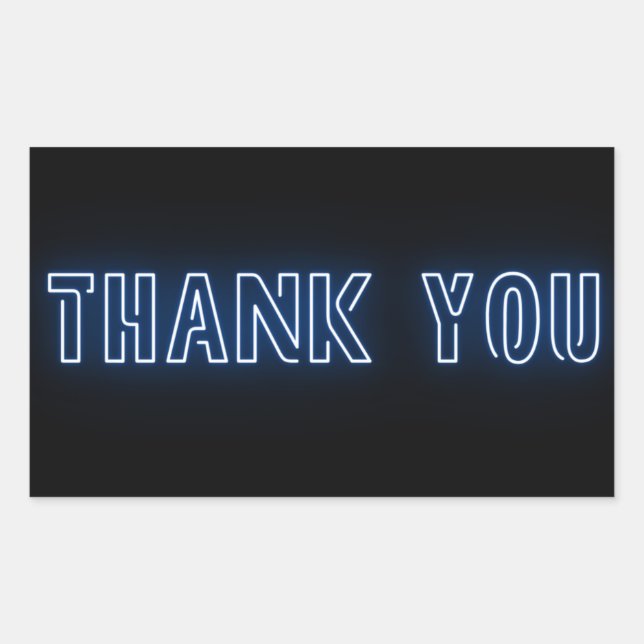Sticker Rectangulaire SIGNE Bleu Néon Merci tendance (Devant)